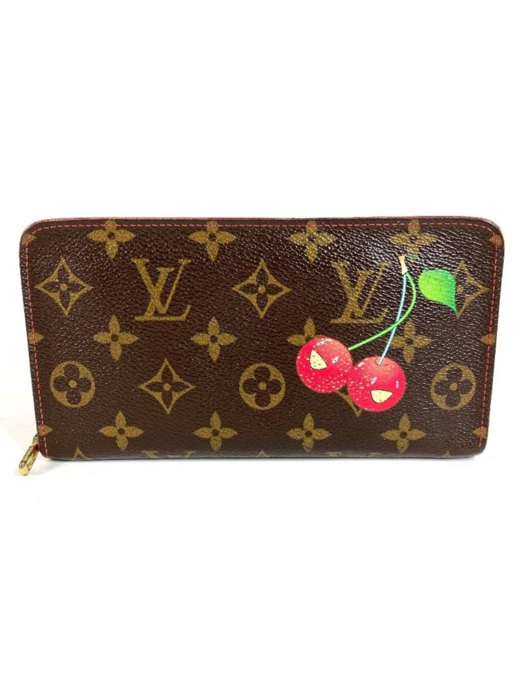 Louis Vuitton Wallet Porto Monet Zip Monogram Cherry Canvas Brown